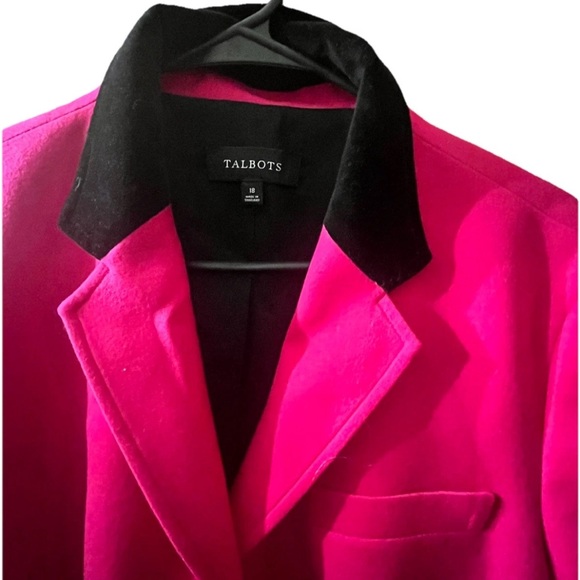 Talbots Wool Hot Fuschia Pink Blazer Double Faced Velvet Collar Plus 18 Barbie - Picture 2 of 7